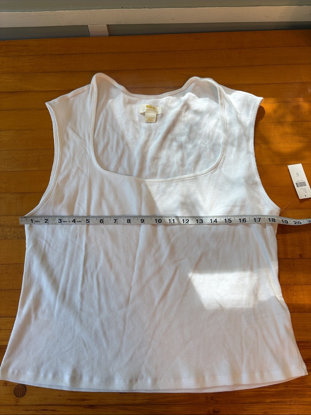Maeve White Ribbed Square-Neck Tank - Picture 2 of 9